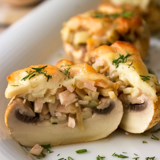 Ham and Cheese Stuffed Mushrooms