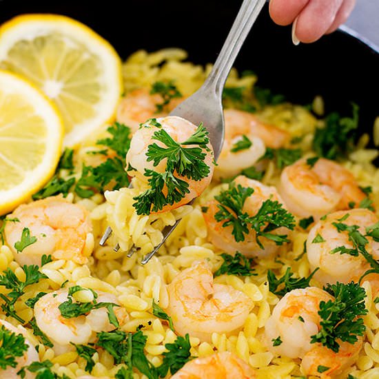 Lemon Ginger Shrimp Orzo
