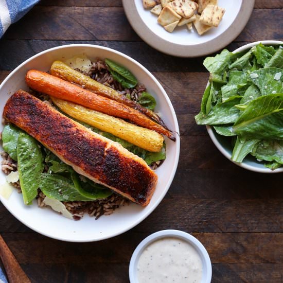 Baked Salmon Caesar Salad Bowls