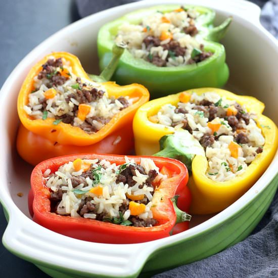 Ground Beef & Rice Stuffed Peppers