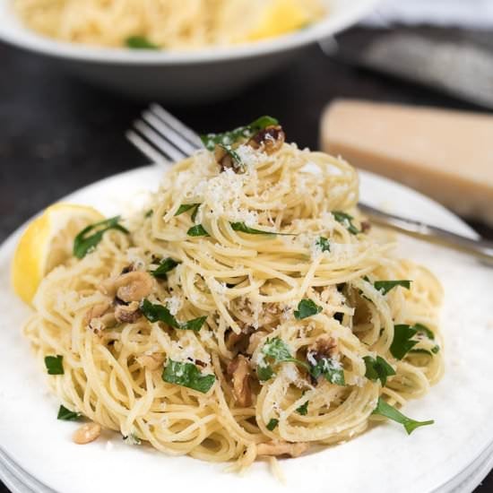 Lemon and Walnut Angel Hair Pasta