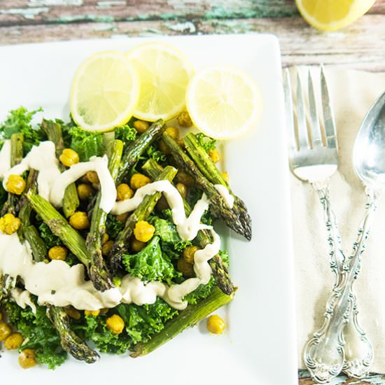 Asparagus Chickpea Salad with Tahini