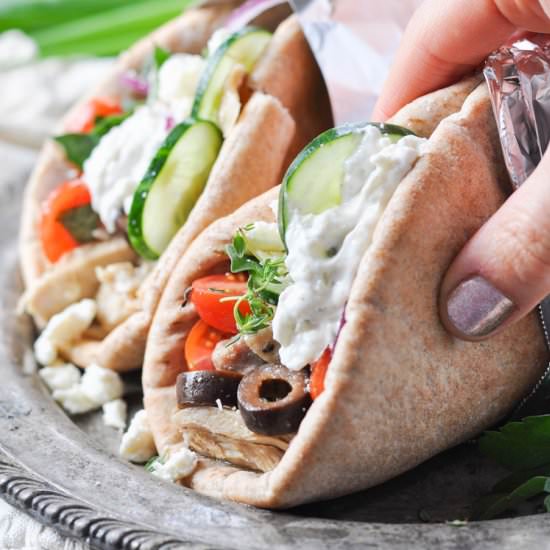 Slow Cooker Greek Chicken Gyros