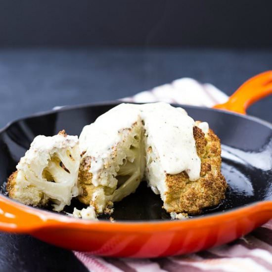 Roasted Cauliflower w/ Dijon Sauce