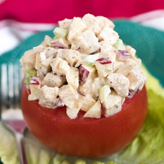 Cumin Chicken Salad Stuffed Tomato