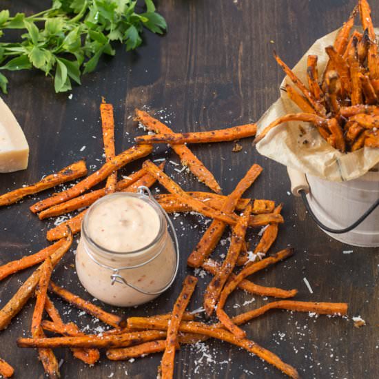 Baked Parmesan Sweet Potato Fries