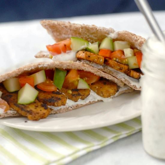 Tempeh Gyros with Cucumber Tzatziki