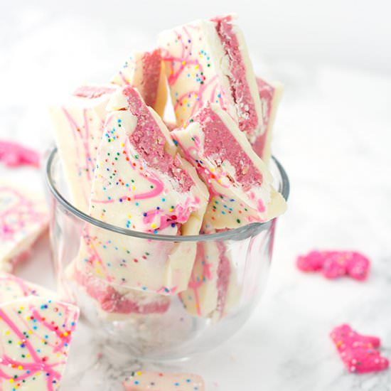 Frosted Animal Cracker Bark