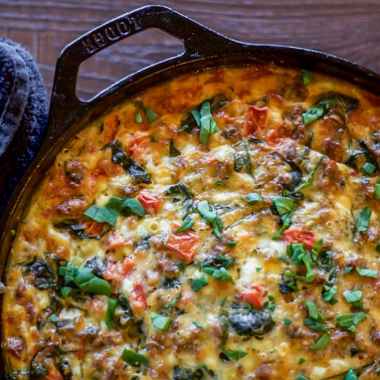 Sausage, Tomato and Spinach Frittata