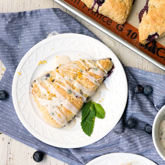 Glazed Blueberry Mint Scones