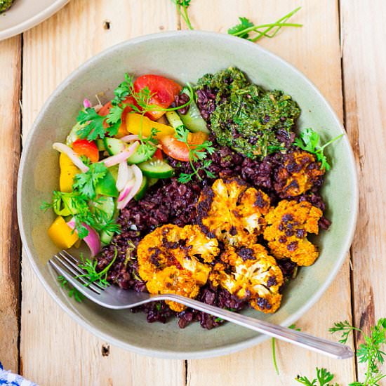 Grilled Cauliflower Summer Bowl