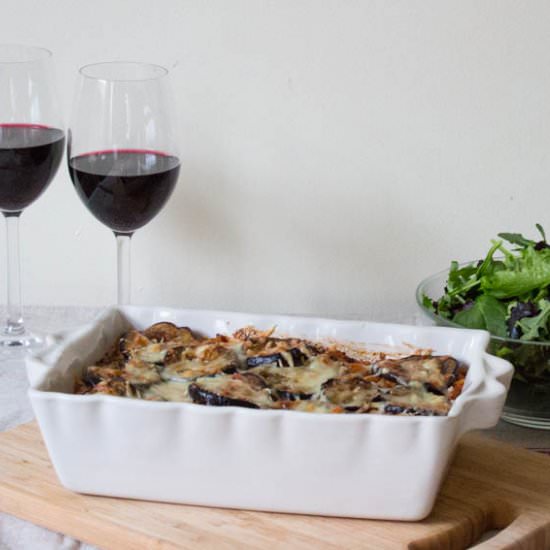Aubergine and Ragu Pasta Bake