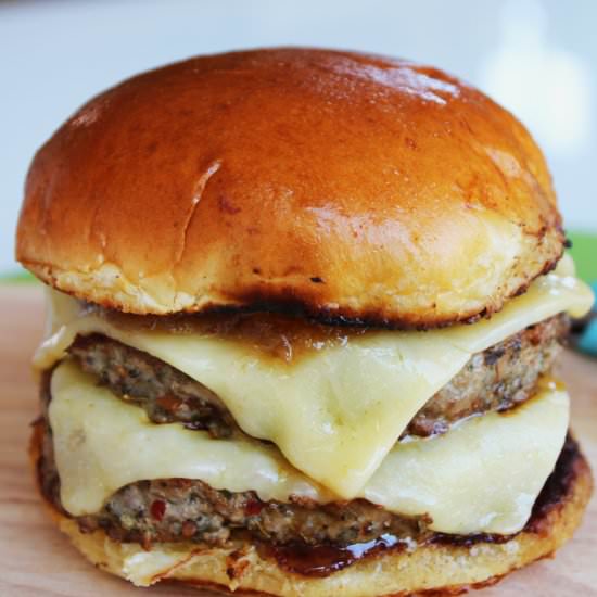 Pork Burger with Rhubarb Chutney