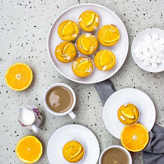 Eggless Orange Olive Oil Muffins