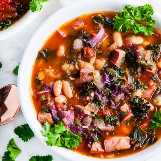 White Bean Kale Sausage Soup