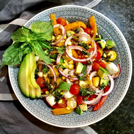 Pepper, Tomato & Mozzarella Salad