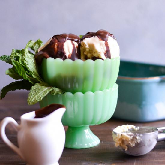 Mint Ice Cream with Bourbon Shell