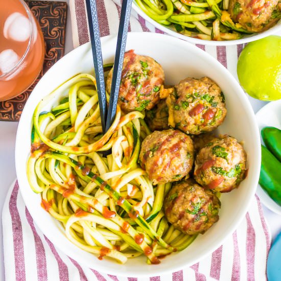 Sriracha Turkey Meatball Zoodles