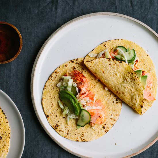 Chipotle Roasted Salmon Tacos