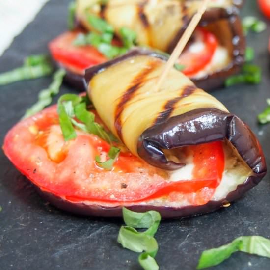 Caprese grilled eggplant roll ups