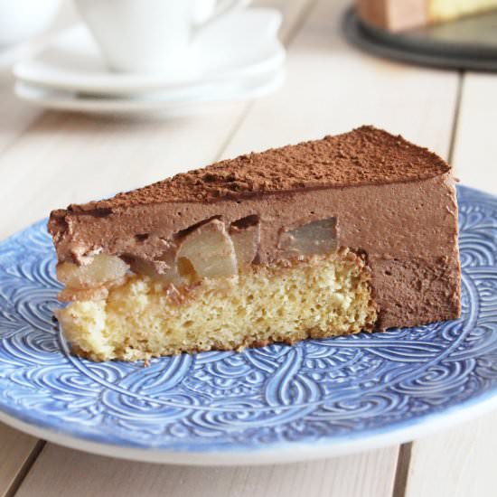 Chocolate Mousse Cake with Pears