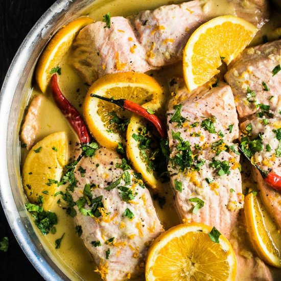 Coconut Orange Poached Salmon