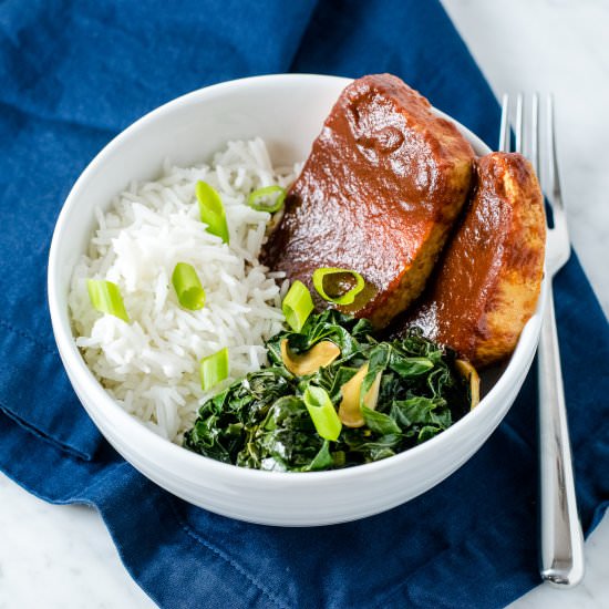 BBQ Tofu with Smokey Collard Greens