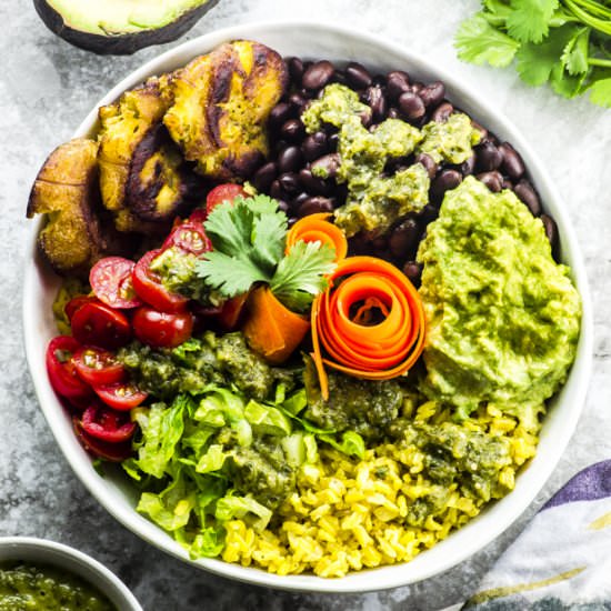 Rice Burrito Bowl with Tostones