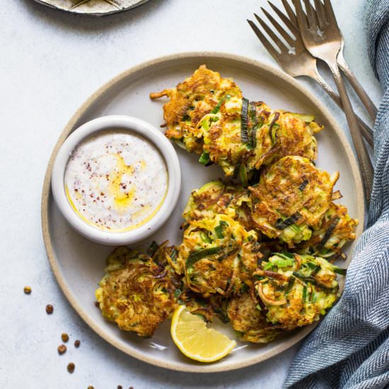 Leek and Kohlrabi Fritters