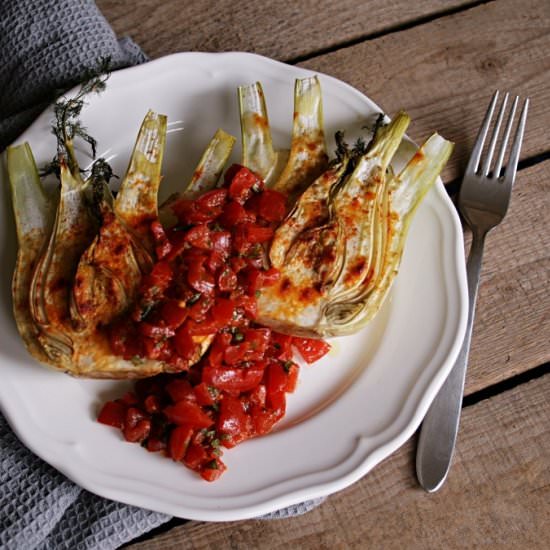 Baked Fennel with Harissa Salsa