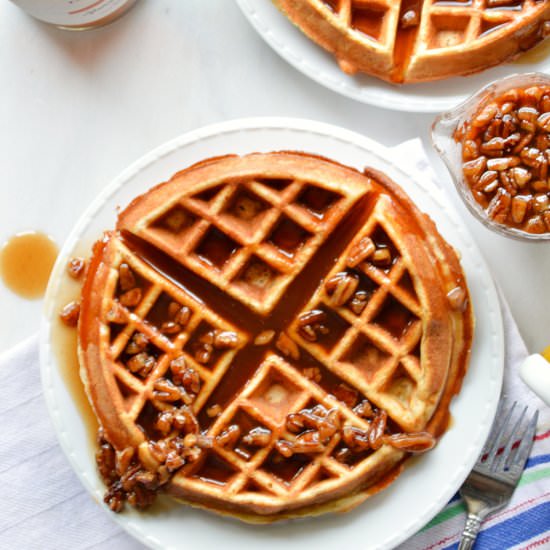 Banana Waffles with Spiced Rum