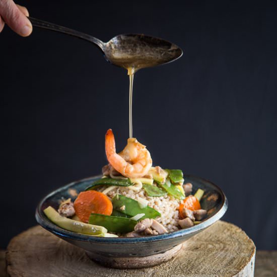 Shrimp & Chicken Ankake Donburi