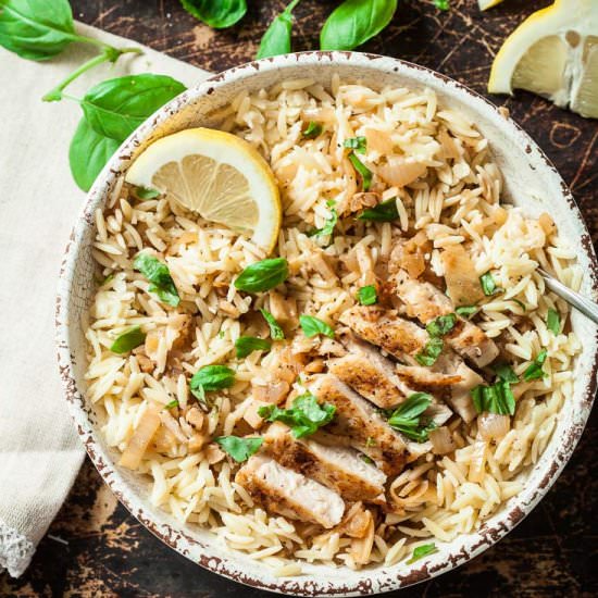 Lemon Basil Orzo with Chicken