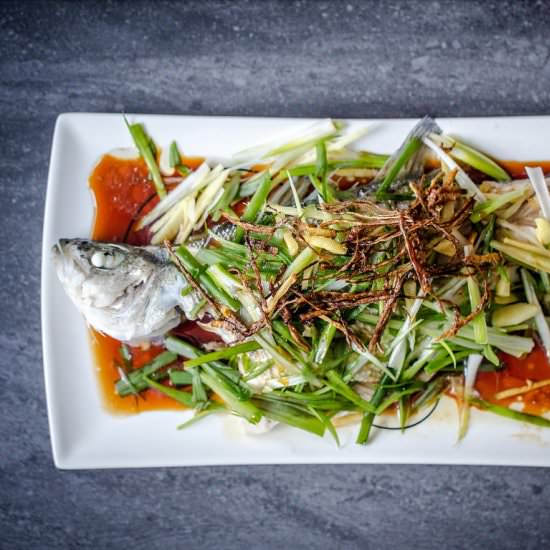 Steamed Striped Bass