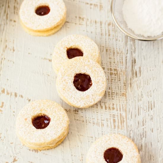 Jam & Coconut Cookies