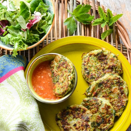 Courgette Fritters With Tomato Dip