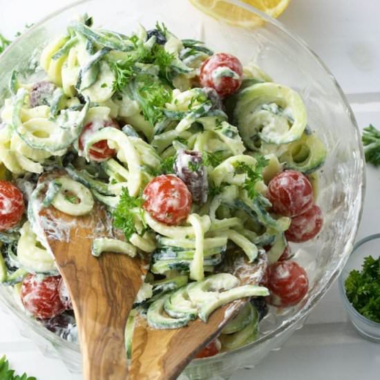 Goat Cheese Greek Zoodle Salad