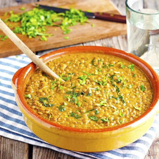 (Vegan) Coconut Green Curry Lentils
