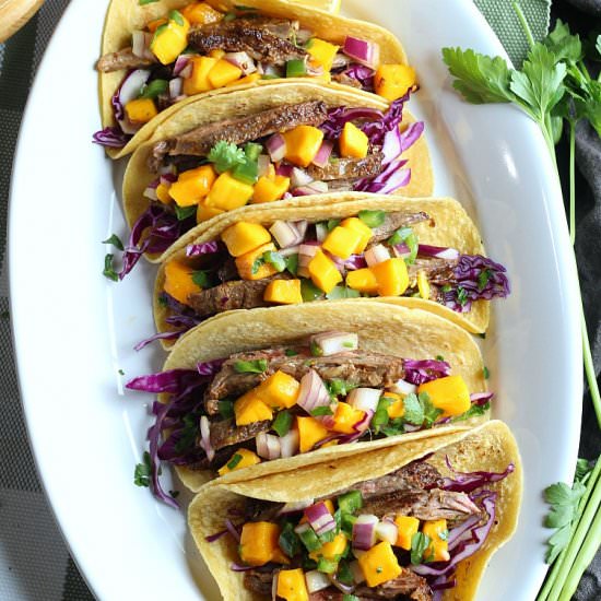 Steak Tacos Mango Jalapeno Salsa