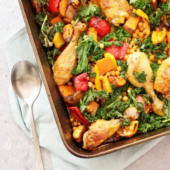 Sticky Harissa Chicken Traybake