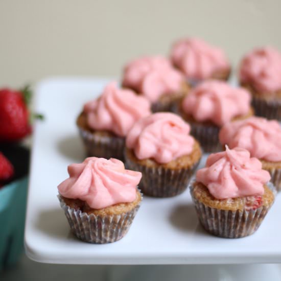 Mini Strawberry Cupcakes