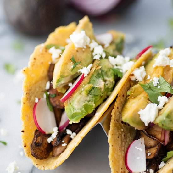Spicy Mushroom and Avocado Tacos