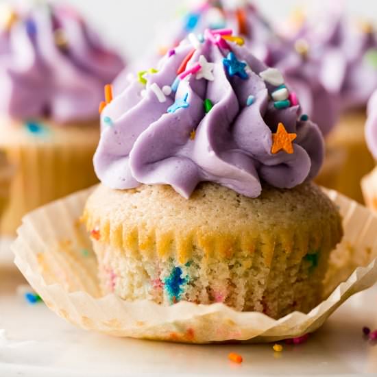 Soft and Fluffy Funfetti Cupcakes