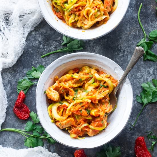 Zoodles with Sun Dried Tomato Cream