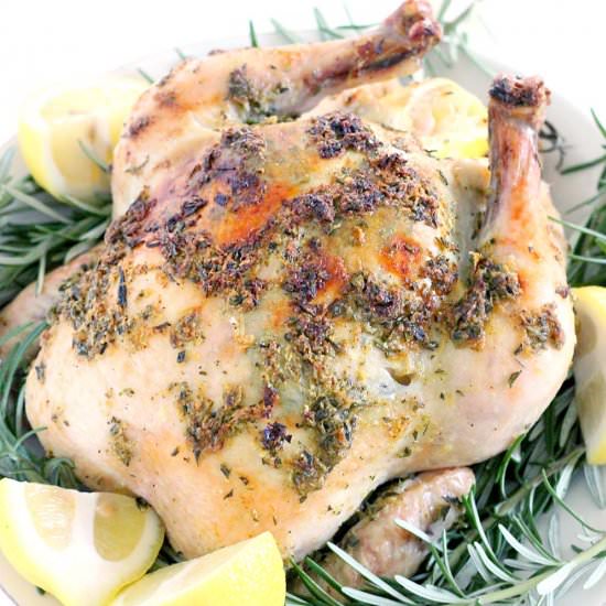 Lemon Garlic Rosemary Roast Chicken