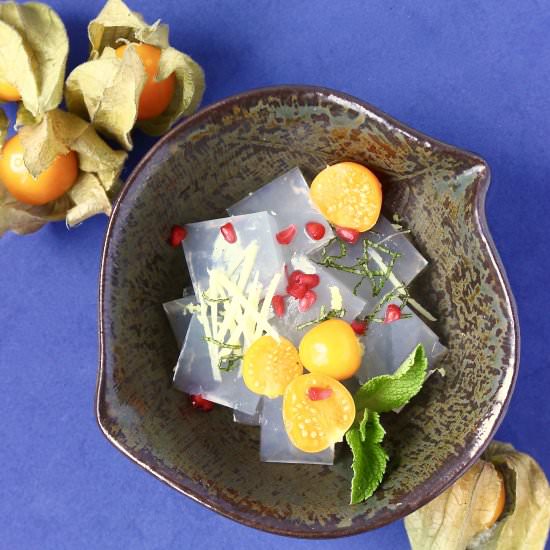 Yuzu Agar Jelly with Ginger Syrup