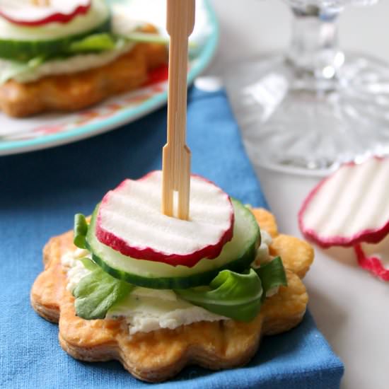 Radish & Cucumber Puff Pastry Bites
