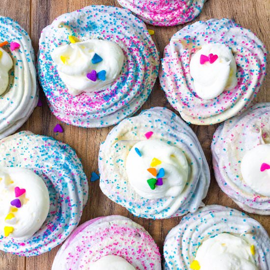 Cotton Candy Meringue Nests