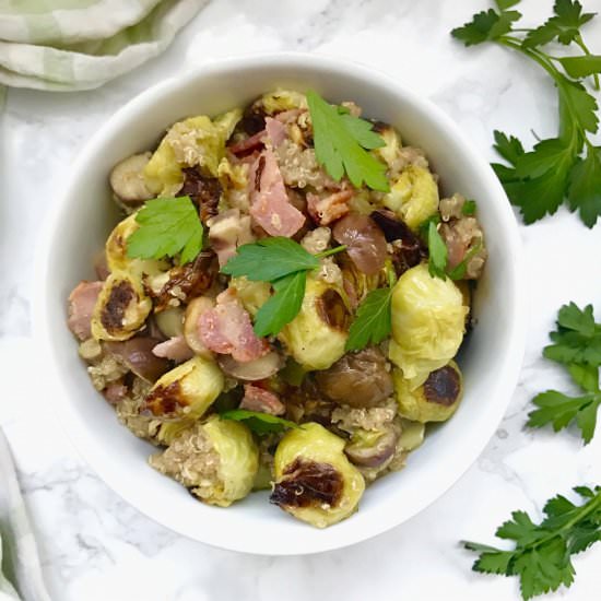 Brussels Sprouts w/ Bacon & Quinoa