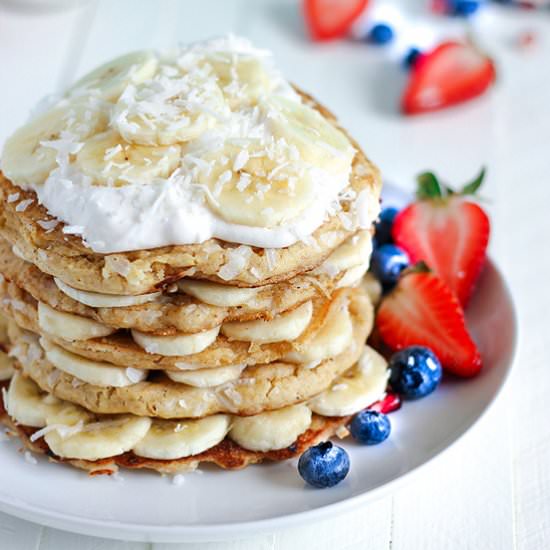 Vegan Banana Foster Pancakes